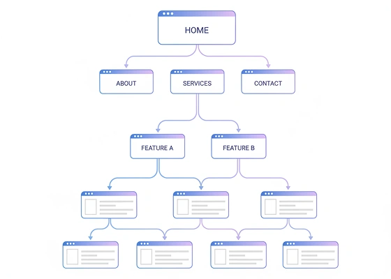 Multi page website structure builder