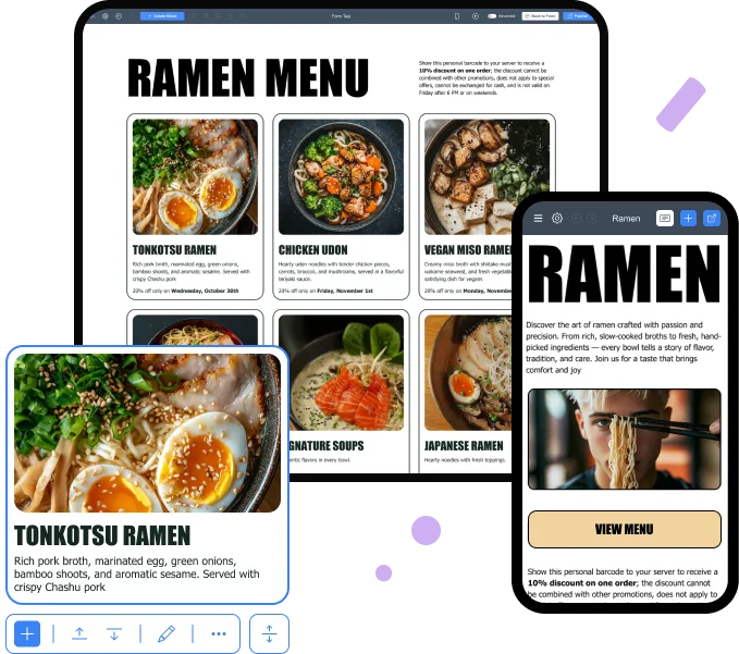 Restaurant website example